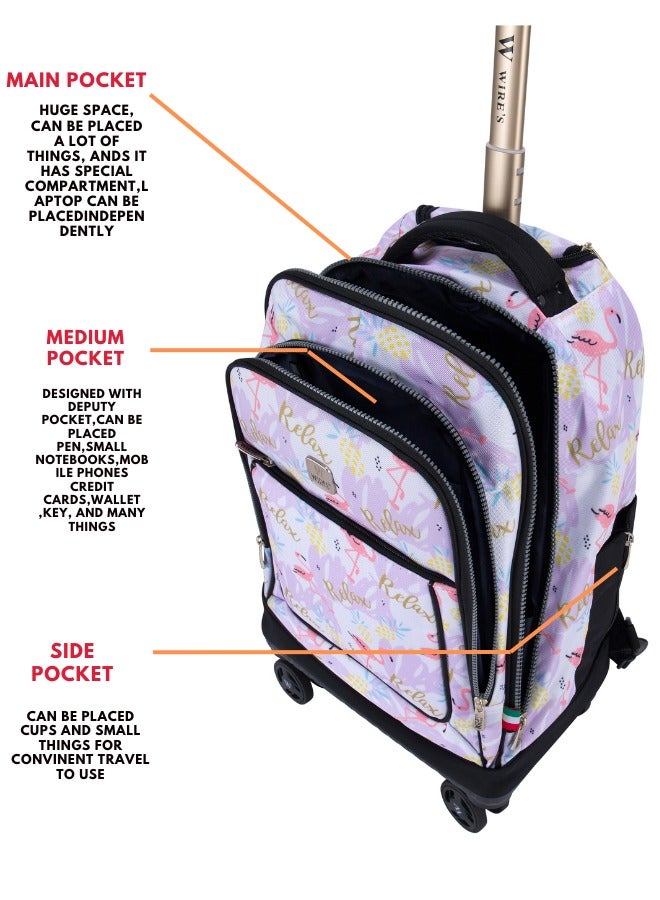 Wires Kids School Trolley Bag laptop compartment 4 Wheels With Lunch bag & Pencil Case  - Image 3