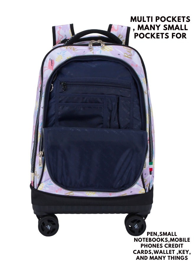 Wires Kids School Trolley Bag laptop compartment 4 Wheels With Lunch bag & Pencil Case  - Image 4