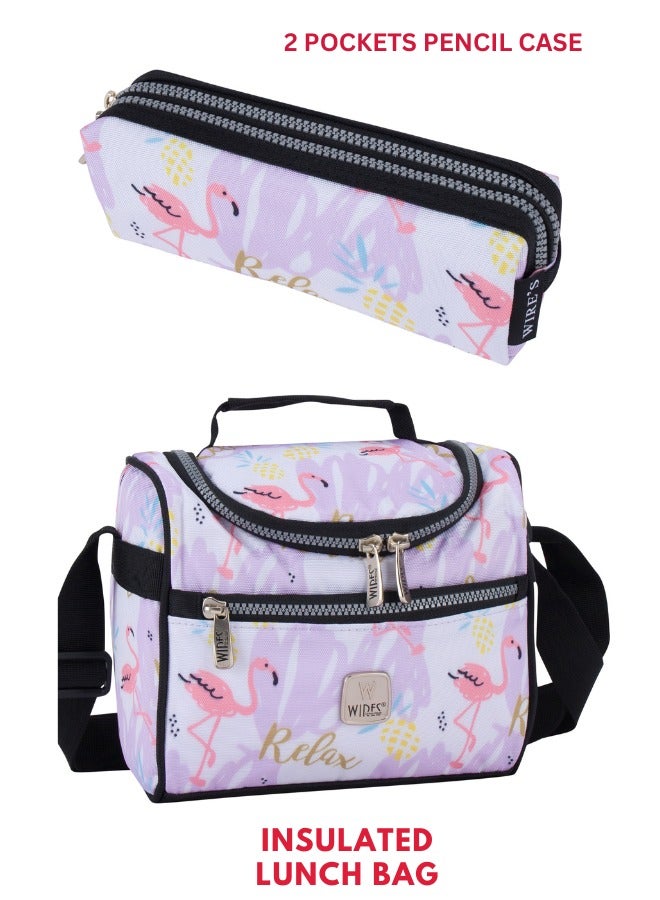 Wires Kids School Trolley Bag laptop compartment 4 Wheels With Lunch bag & Pencil Case  - Image 5