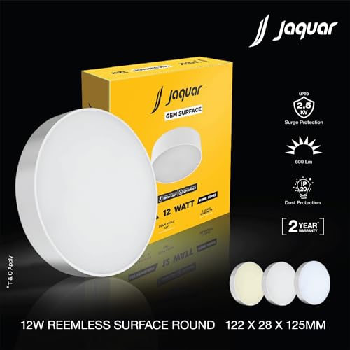 Jaquar 12W LED Gem Trimless Round Surface Mount Down Light | No False Ceiling Required | Warm Light(3000K) | (Pack of 4) - Image 3