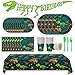 Uiifan 171 Pcs Dinosaur Birthday Decorations Party Supplies with Dinosaur Birthday Plates Paper Cups Table Cloths Napkins Tableware Pack Dino Banner for Dino Theme Party Plates Supplies Decorations - Image 4