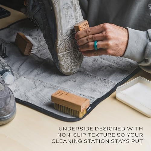 RESHOEVN8R Super Absorbent Shoe Cleaning Mat - 19" x 17" - Water-Resistant Cleaning Mat for Leather, Suede & Mesh Sneakers - Image 2