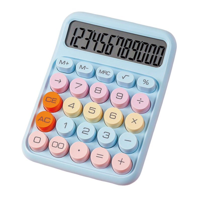 Blue Portable Calculator with Big Buttons 10 Digit LCD Display for School Office - Image 5