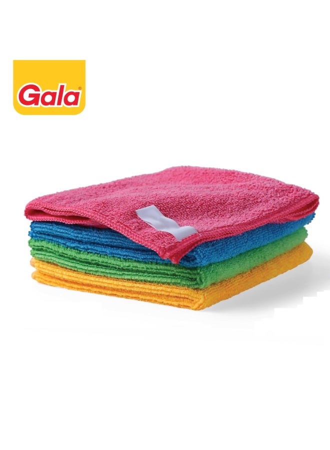 جالا Gala Microfiber Cleaning Cloth/ Towels Set of 4 Kitchen Wipes, Microfiber Cloth for car, bike cleaning and home cleaning, Glass cleaning cloth, (Multicolor) - Image 3