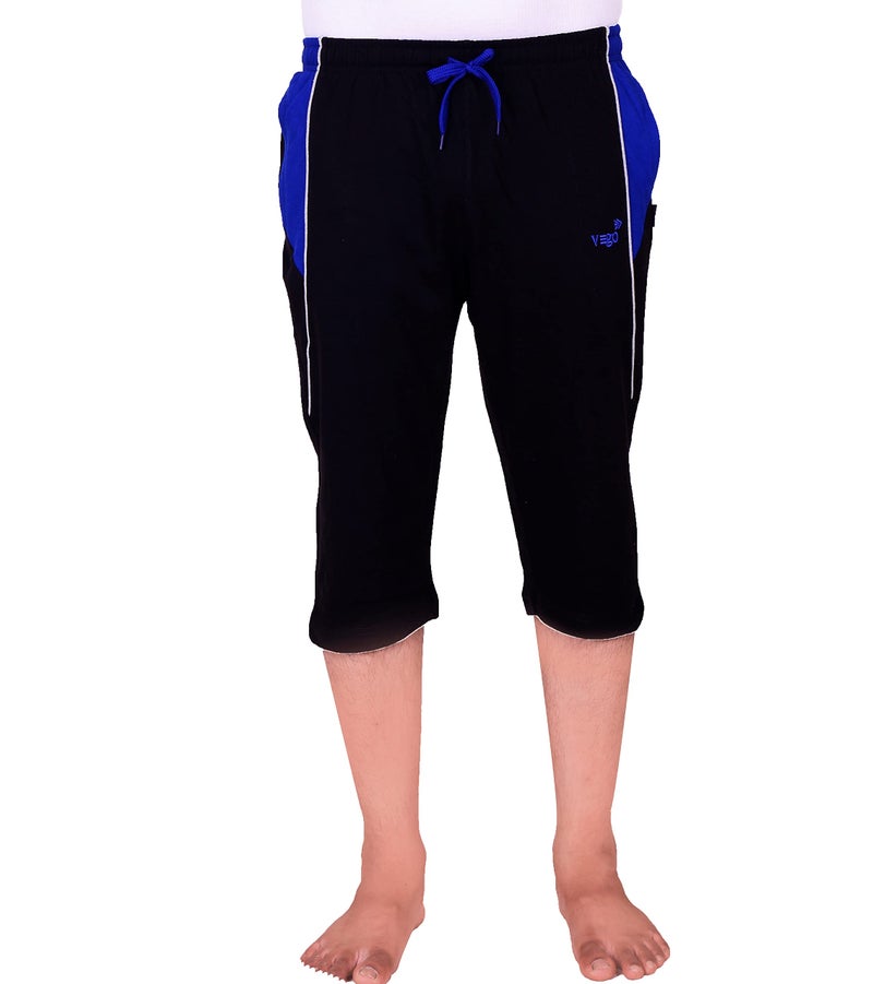 Vego Mens Capri, 3/4, Three By Fourth, Three Quarter Black Regular - Image 4
