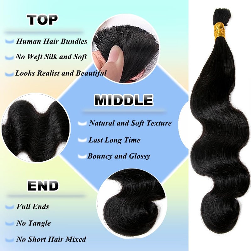 Y WIGS YWIGS Human Hair Braiding Hair for Boho Braids 100G Unprocessed Boho Body Wave Human Hair for Braiding NC 20inch - Image 3