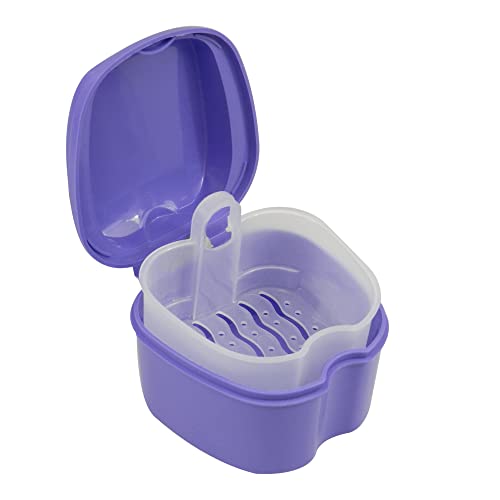 Dentosmile Denture Box in Violet Color - Dental Orthodontic Retainer Case | Teeth Storage Box, Denture Storage Case Fake Tooth Holder with Strainer (1) - Image 1