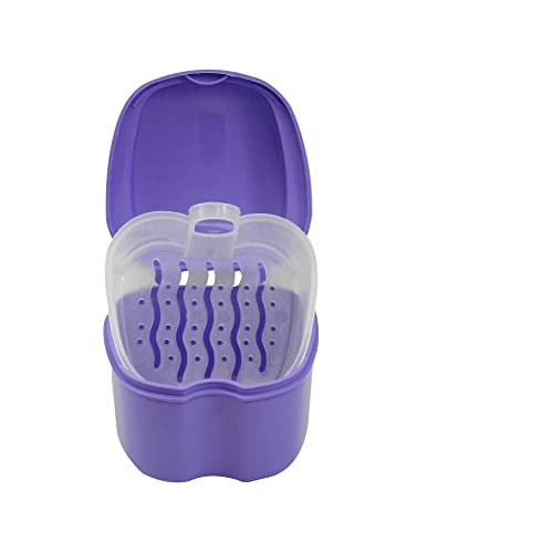 Dentosmile Denture Box in Violet Color - Dental Orthodontic Retainer Case | Teeth Storage Box, Denture Storage Case Fake Tooth Holder with Strainer (1) - Image 2