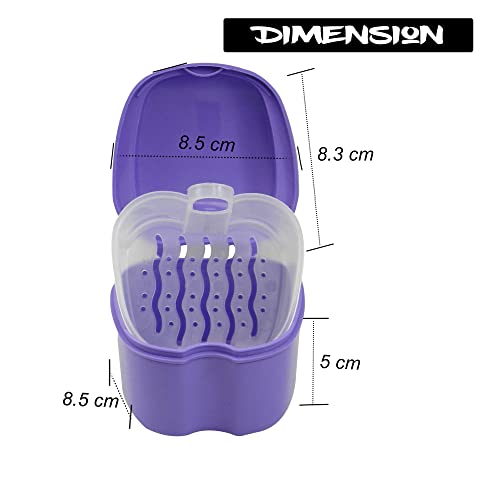 Dentosmile Denture Box in Violet Color - Dental Orthodontic Retainer Case | Teeth Storage Box, Denture Storage Case Fake Tooth Holder with Strainer (1) - Image 4