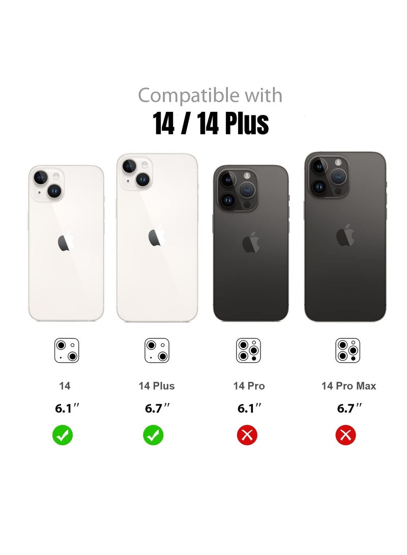 KASTWAVE for iPhone 14 / 14 Plus Camera Lens Protector, 9H Tempered Glass Camera Cover Screen Protector Metal Individual Ring Protector for iPhone 14 and iPhone 14 Plus (2 Set, Gold) - Image 2