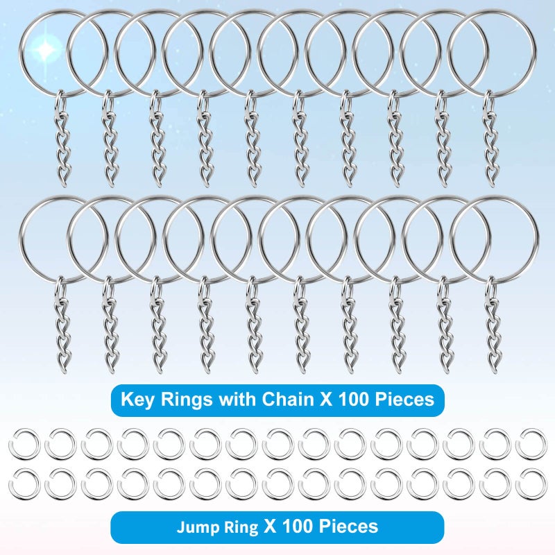 Paxcoo 50Pcs Keychains with Chain and 50 Pcs Jump Rings, Keychain Rings Kit Findings Bulk for Keychain Making Supplie DIY Crafts - Image 2