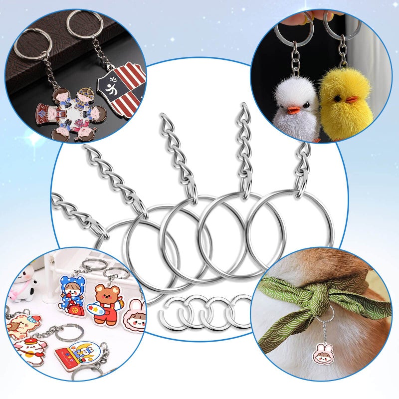 Paxcoo 50Pcs Keychains with Chain and 50 Pcs Jump Rings, Keychain Rings Kit Findings Bulk for Keychain Making Supplie DIY Crafts - Image 4