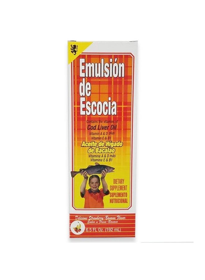 Menper Emulsion De Escocia. Cod Liver Oil Dietary Supplement. Rich In Vitamins A D E And B1. Strawberry And Banana Flavour. 6.5 Fl.Oz / 192 Ml. Pack Of 3 - Image 2
