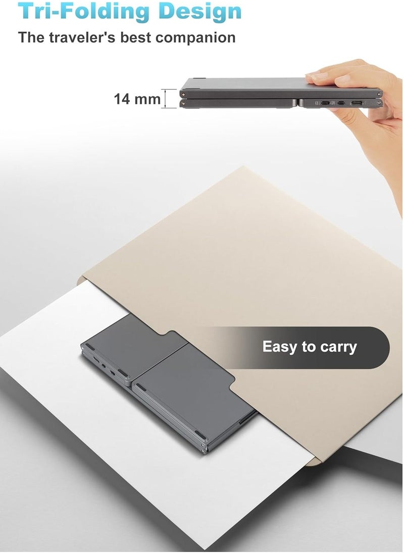 Folding Bluetooth Keyboard, Pocket Size Portable Mini Wireless Keyboard with Touchpad, Portable Ultra-Slim Foldable Keyboard for iPad Tablet Smartphone iOS Android Windows PC, Gray
