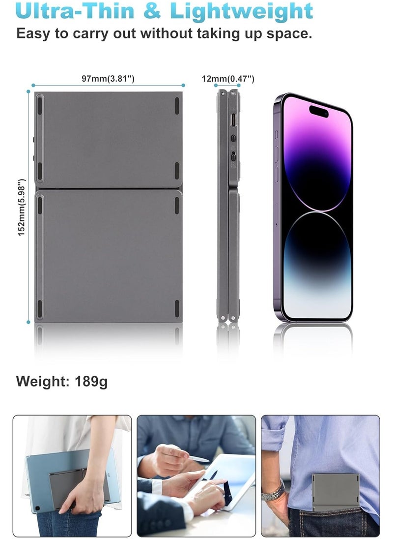 Folding Bluetooth Keyboard, Pocket Size Portable Mini Wireless Keyboard with Touchpad, Portable Ultra-Slim Foldable Keyboard for iPad Tablet Smartphone iOS Android Windows PC, Gray