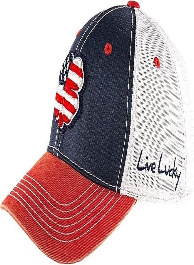 Black Clover Unisex USA American Flag Two-Tone Vintage Adjustable Snapback Cap Mesh Trucker Golf Hat - Image 3