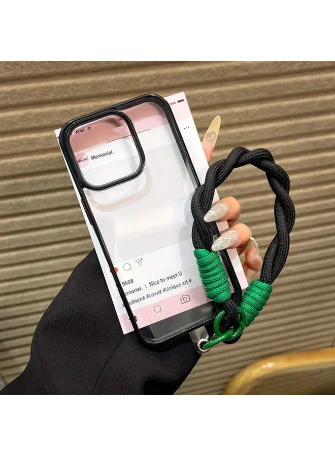 غطاء هاتف شفاف بألوان مختلطة 1 مع حبل قصير متوافق لـ iPhone 16 Pro مقاوم للصدمات - Image 1