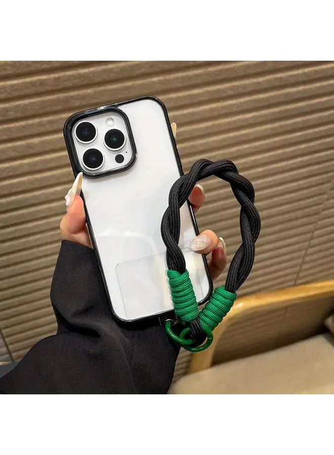 غطاء هاتف شفاف بألوان مختلطة 1 مع حبل قصير متوافق لـ iPhone 16 Pro مقاوم للصدمات - Image 2