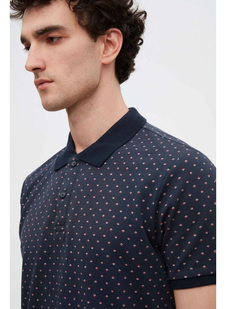 دي أس دامات Regular Fit Navy Blue Printed T-Shirt 2HC1454788030
