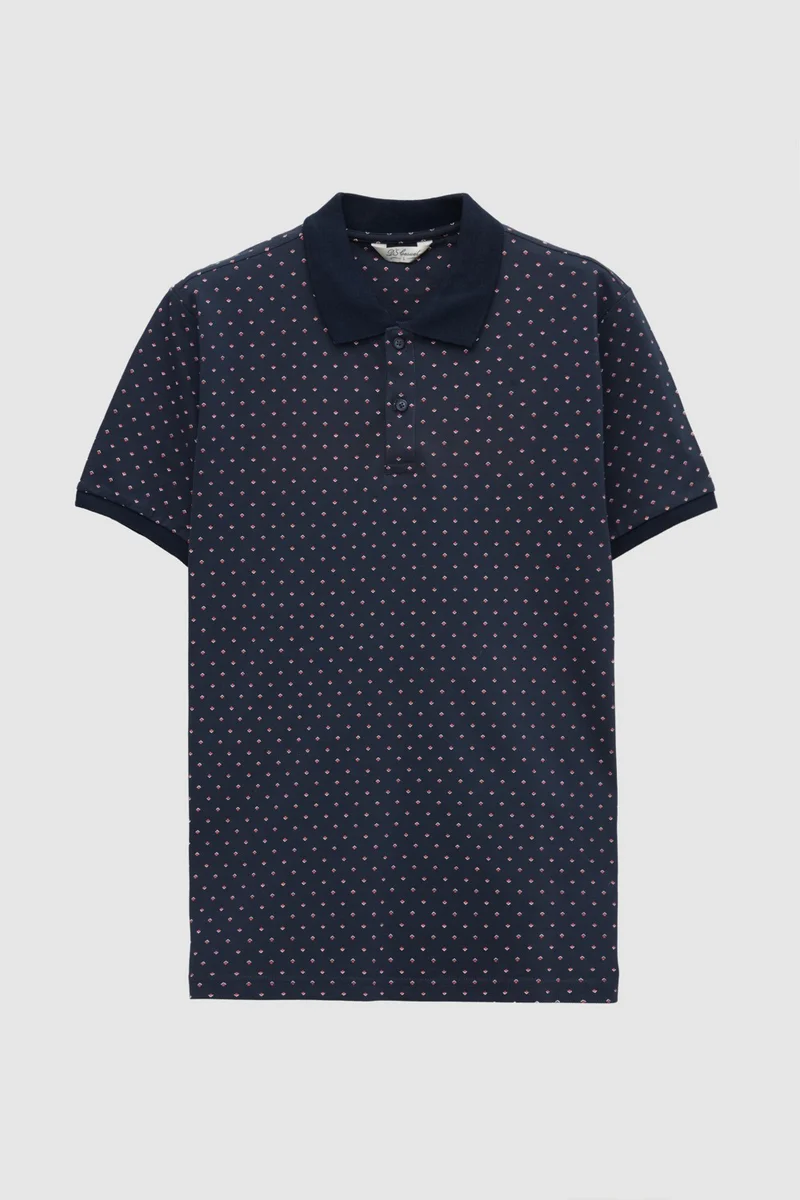 D'S DAMAT Regular Fit Navy Blue Printed T-Shirt 2HC1454788030