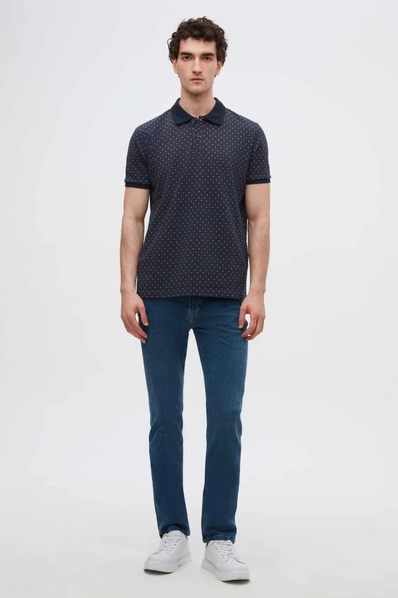 D'S DAMAT Regular Fit Navy Blue Printed T-Shirt 2HC1454788030