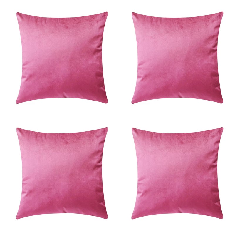 Red suede throw pillow covers 4 pieces, plain color soft decorative cushion covers, rose red 45*45 cm, suitable for sofas, chairs, couches, bedrooms, cars - Image 1