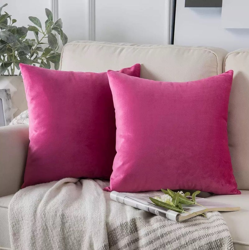 Red suede throw pillow covers 4 pieces, plain color soft decorative cushion covers, rose red 45*45 cm, suitable for sofas, chairs, couches, bedrooms, cars - Image 2
