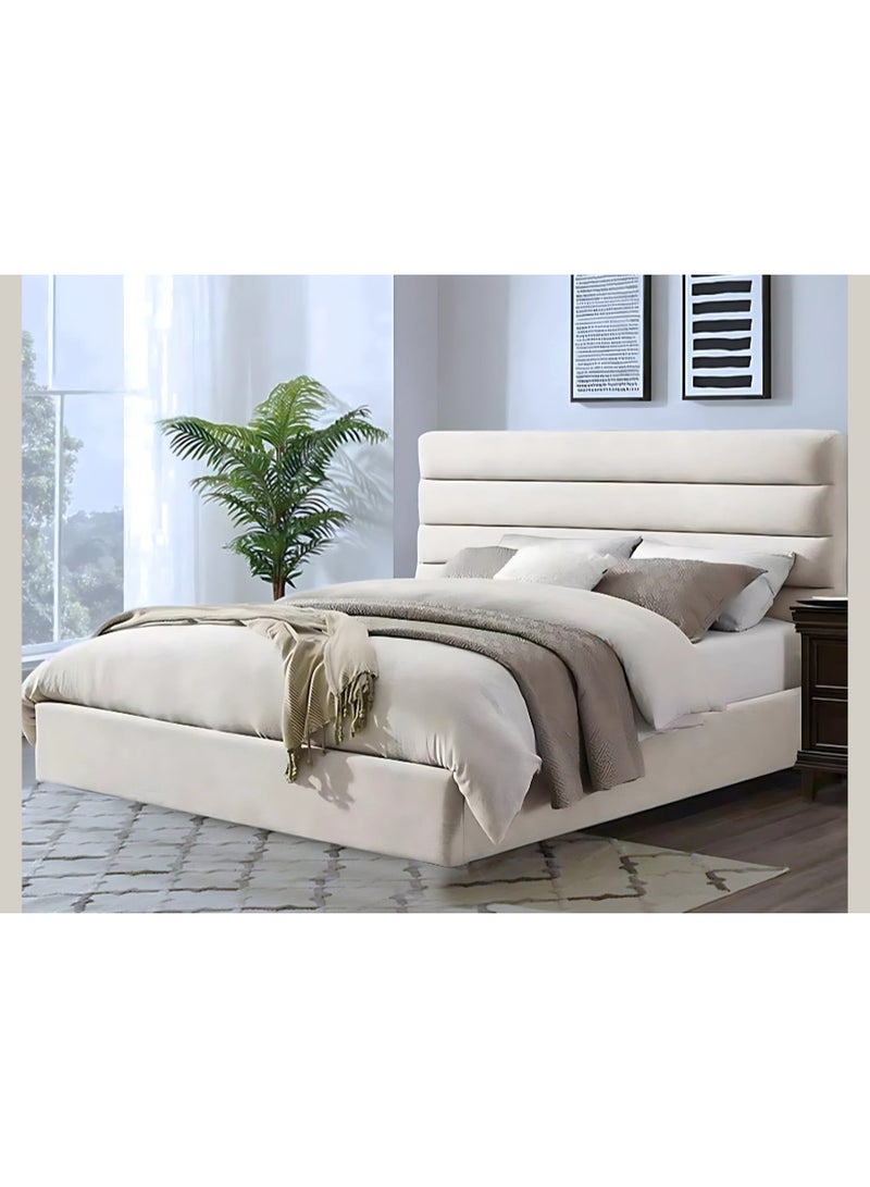 Jewel|QUE Bed, Chanel Fabric, Size 150*200*130 cm Beige Color, From Modern Suite - Image 1
