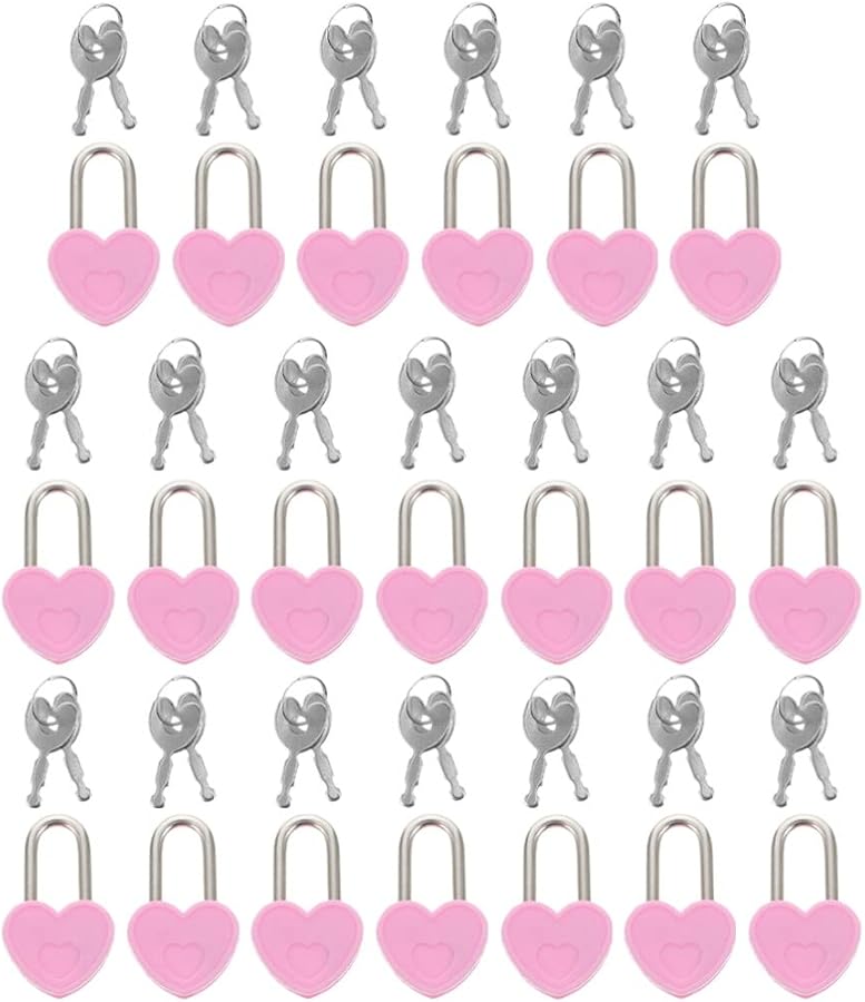مجموعة أقفال زخرفية على شكل قلب مع مفاتيح، 20 قطعة، لأدراج الصناديق والمذكرات وأقفال الأمتعة - Image 1