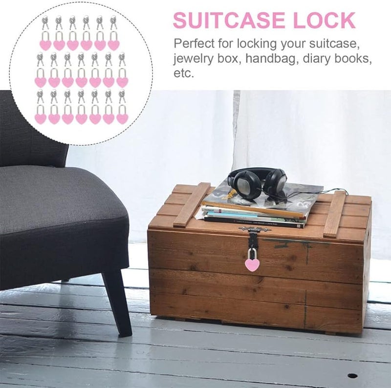 مجموعة أقفال زخرفية على شكل قلب مع مفاتيح، 20 قطعة، لأدراج الصناديق والمذكرات وأقفال الأمتعة - Image 4