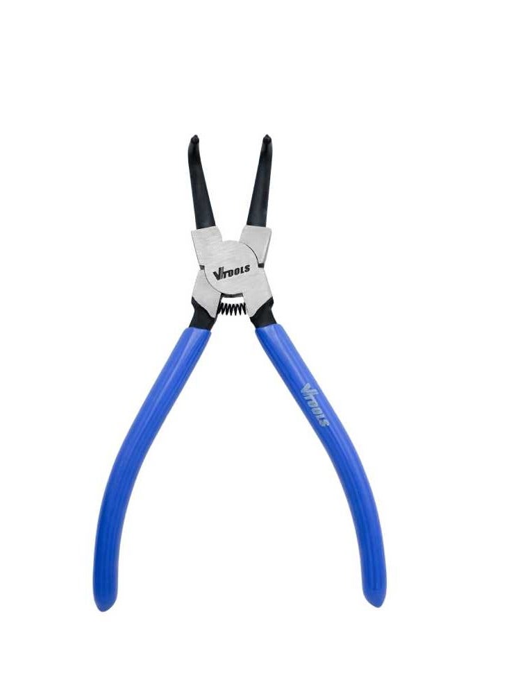 VTOOLS 7 Inch Carbon Steel Internal Circlip Plier With Bent Tips, Heavy Duty Retaining Ring Pliers, Black With Blue PVC Dipped Handle - Image 2
