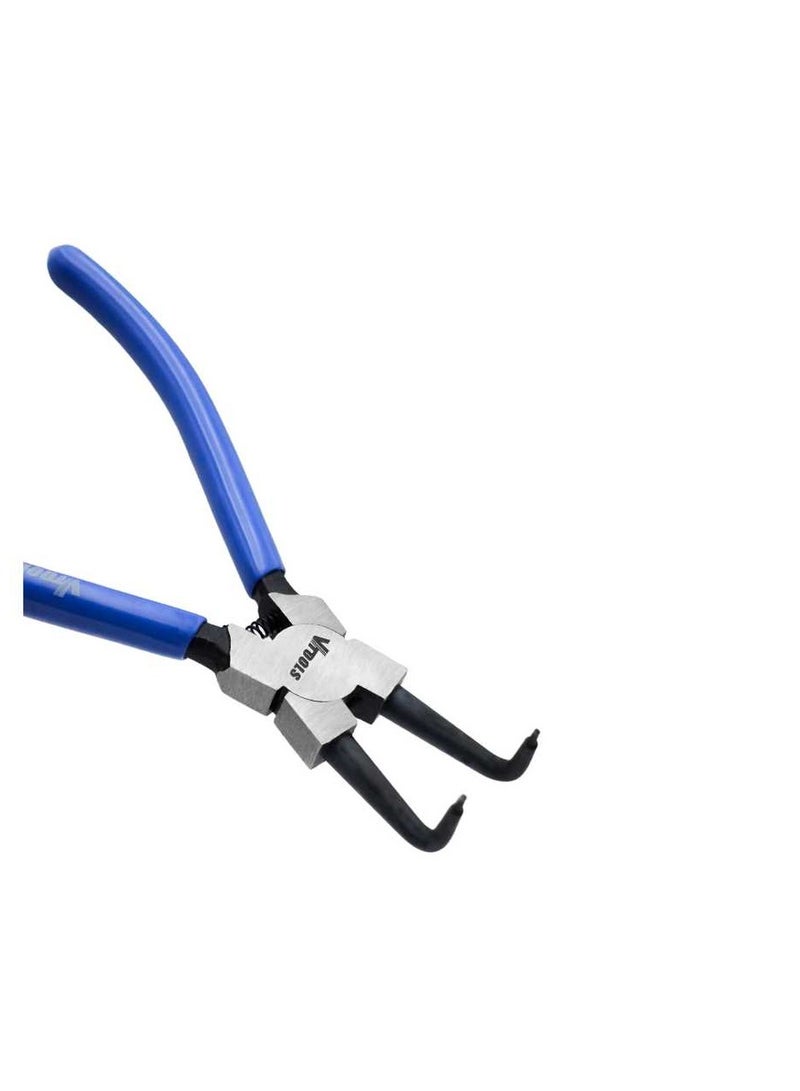 VTOOLS 7 Inch Carbon Steel Internal Circlip Plier With Bent Tips, Heavy Duty Retaining Ring Pliers, Black With Blue PVC Dipped Handle - Image 4