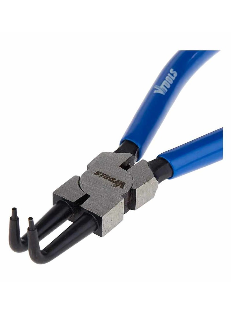 VTOOLS 7 Inch Carbon Steel Internal Circlip Plier With Bent Tips, Heavy Duty Retaining Ring Pliers, Black With Blue PVC Dipped Handle - Image 3