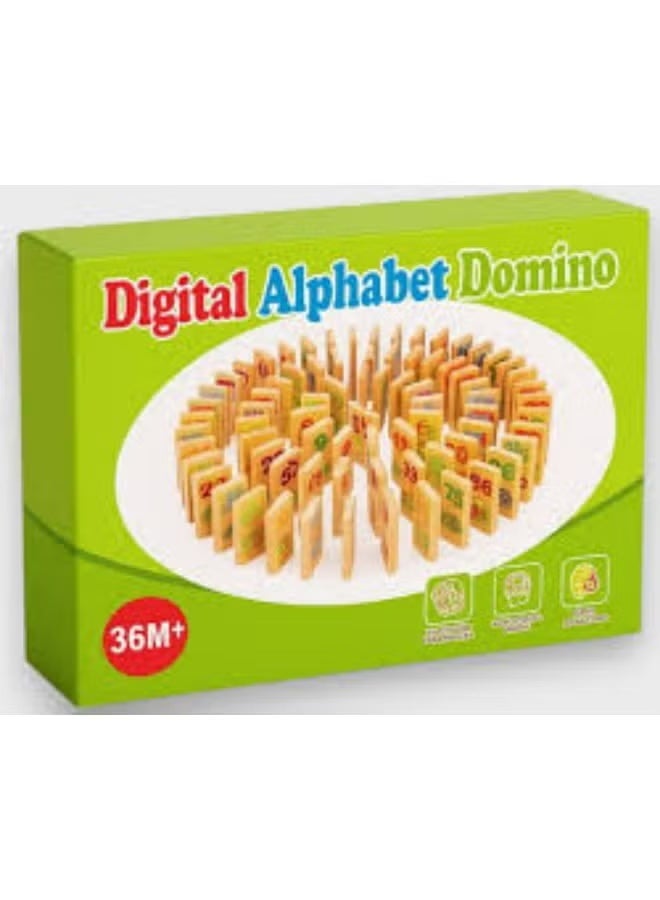 ديجيتال مجموعة حروف الدومينو الرقمية - لعبة تعليمية خشبية للأطفال