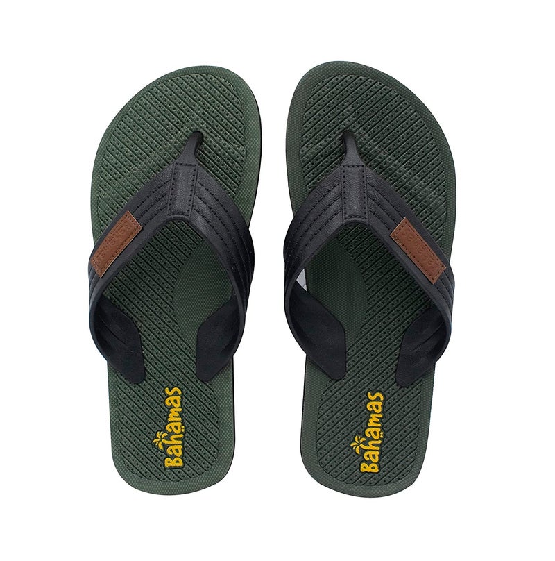 BAHAMAS Men's Adult Black-Olive Slipper, Size 8 UK - Image 1