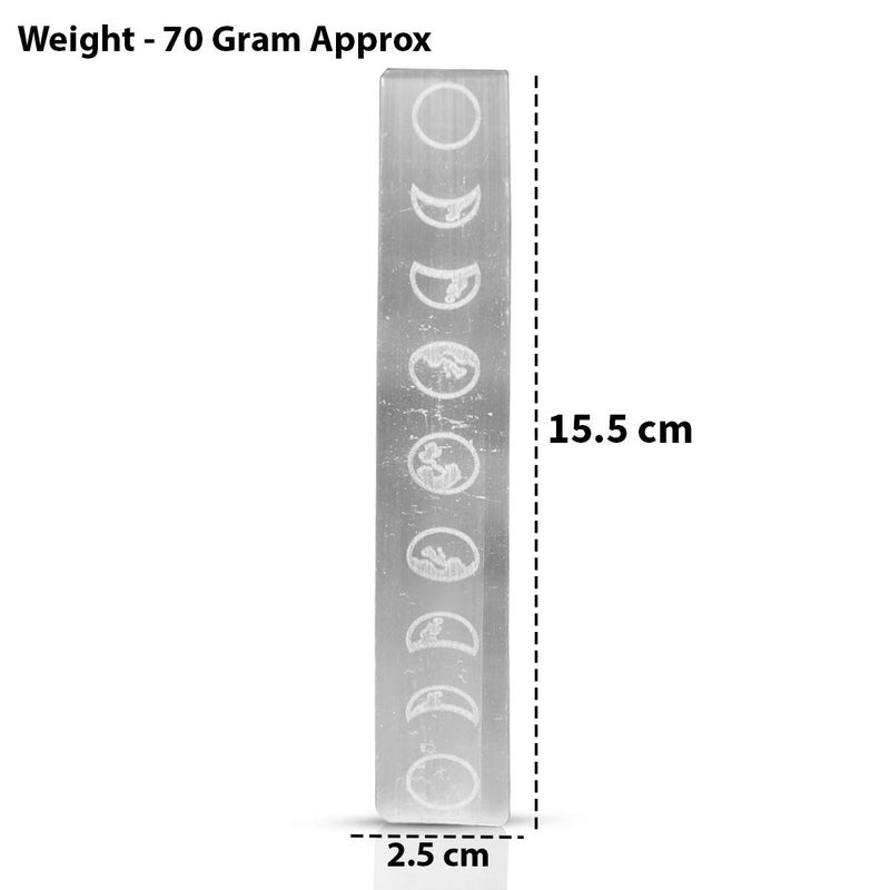 Crystu Moon Phase Engraved Selenite Stick 152 cm 6 inch Crystal Wand for Reiki Healing Home Decor White - Image 5