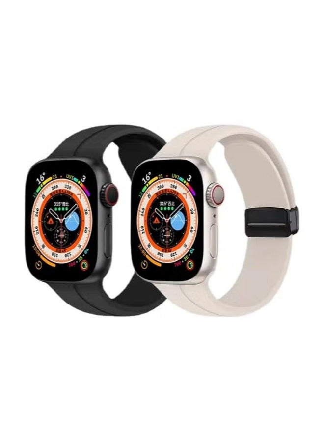 ACLIX 2 Pack Silicone replacement Magnetic Buckle Band for apple watch Band 42mm/44mm/45mm/49mm, Waterproof Silicone Sport Band - Image 1