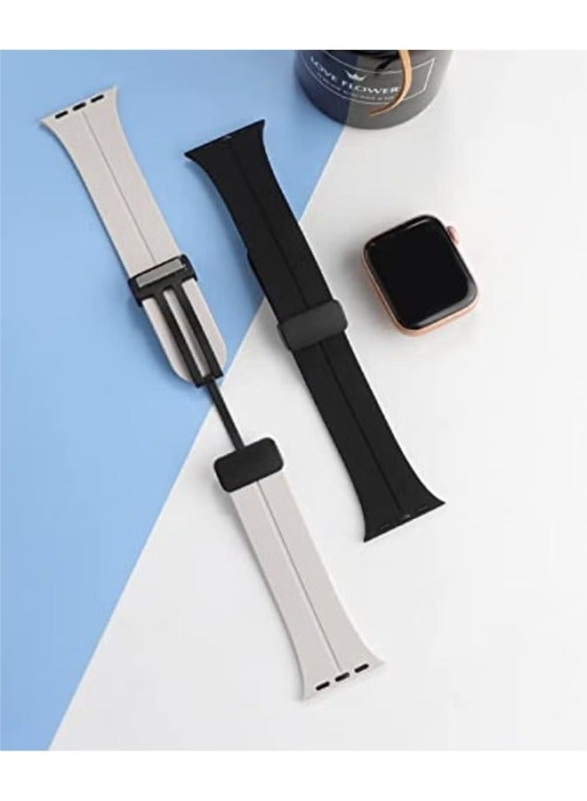 ACLIX 2 Pack Silicone replacement Magnetic Buckle Band for apple watch Band 42mm/44mm/45mm/49mm, Waterproof Silicone Sport Band - Image 4