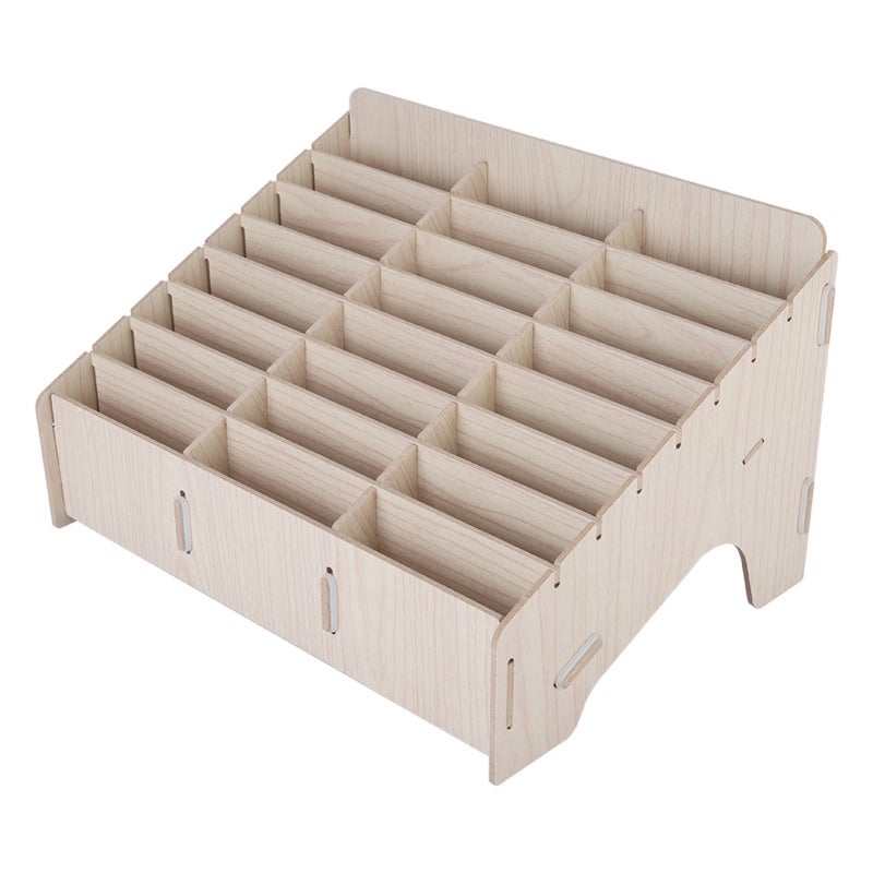 Wooden Phone Storage 2+ Cells: Environment Friendly Non-Toxic Wood - Thickened Durable Structure Clean Desktop Organizer for Classroom, Conference Hall - Image 1