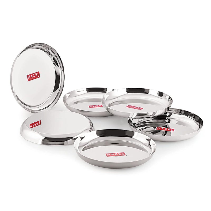 HAZEL Steel Plates for Lunch | 26.8 cm Plates Set Steel for Dinner | Steel Dinner Plates, Set of 6 - Image 1