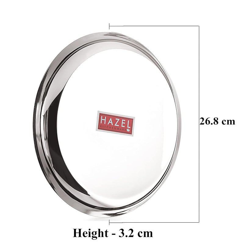 HAZEL Steel Plates for Lunch | 26.8 cm Plates Set Steel for Dinner | Steel Dinner Plates, Set of 6 - Image 4