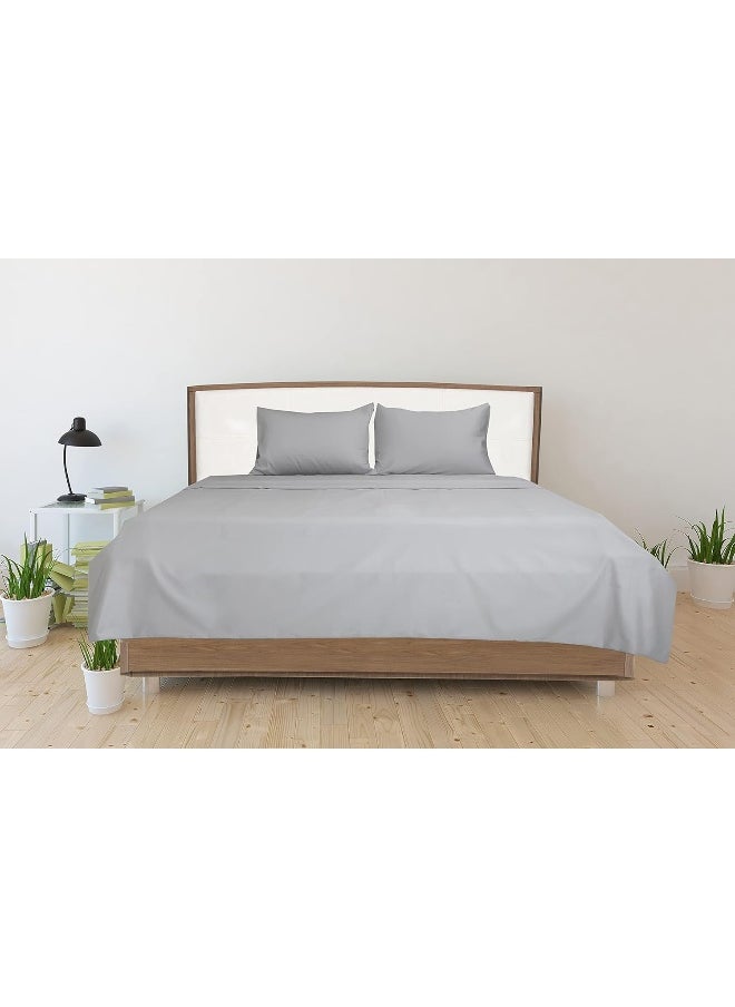 Hotel Linen Klub Hotel Linen Klub Queen Duvet Cover - 1 Piece, Size: 245 x 245 cm, Made from Luxurious 100% Cotton with 250 Thread Count for Exceptional Softness and Comfort, Cool and Breathable Fabric, Silver  - Image 1