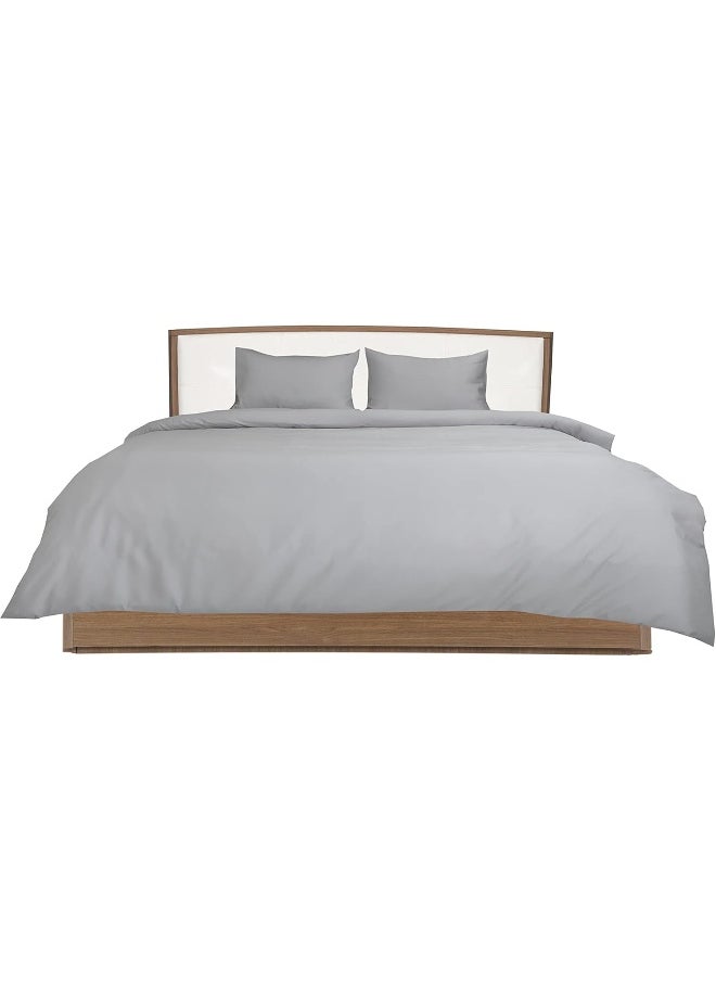 Hotel Linen Klub Hotel Linen Klub Queen Duvet Cover - 1 Piece, Size: 245 x 245 cm, Made from Luxurious 100% Cotton with 250 Thread Count for Exceptional Softness and Comfort, Cool and Breathable Fabric, Silver  - Image 2