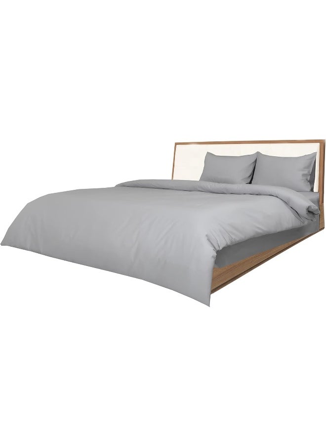 Hotel Linen Klub Hotel Linen Klub Queen Duvet Cover - 1 Piece, Size: 245 x 245 cm, Made from Luxurious 100% Cotton with 250 Thread Count for Exceptional Softness and Comfort, Cool and Breathable Fabric, Silver  - Image 3