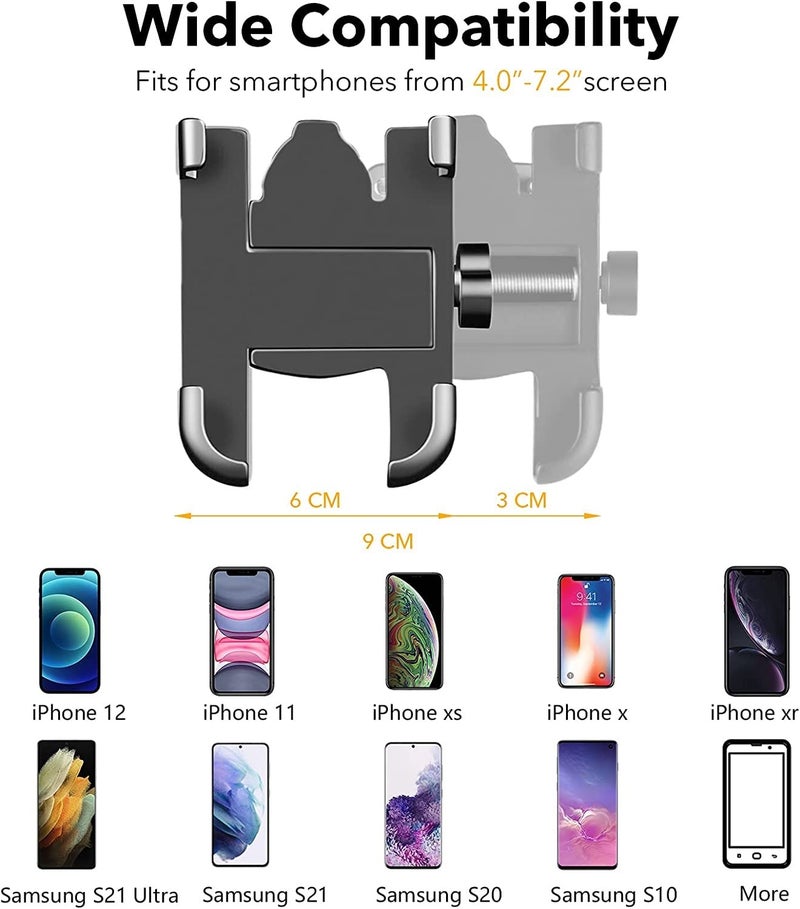 CELLMASTER Full Metal Body Bike & Scooty360 Degree Rotating Mobile Holder Stand for Bicycle, Motorcycle, Scooty Fits All Smartphones Multicolor - Image 5