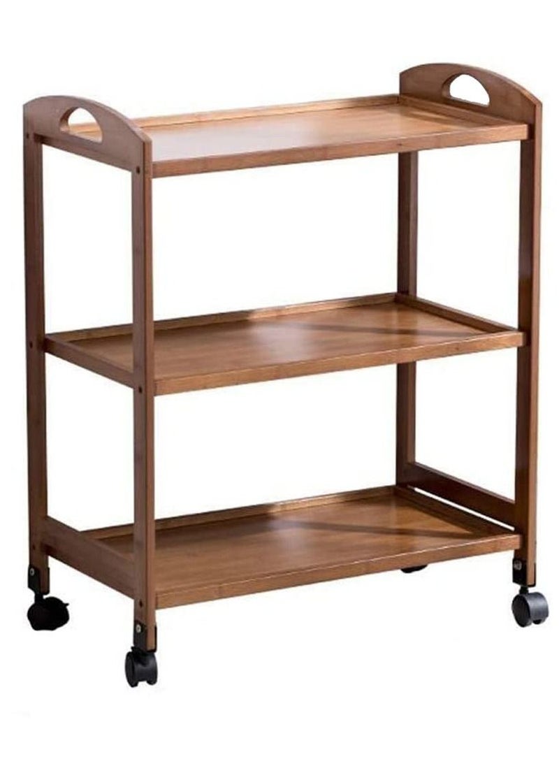 Generic - FFD Food Serving Trolly Wooden Kitchen Cart Brown 60x78x33cm - Image 1