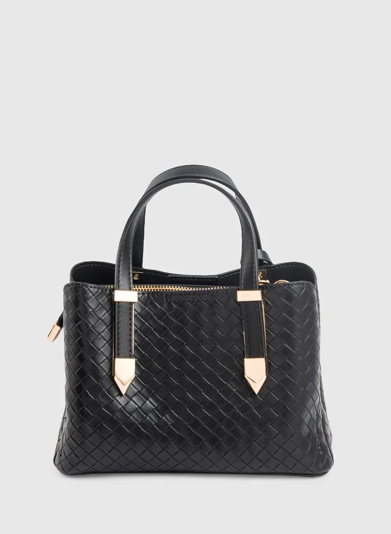 BEVERLY HILLS POLO CLUB Woven Textured Structured Satchel