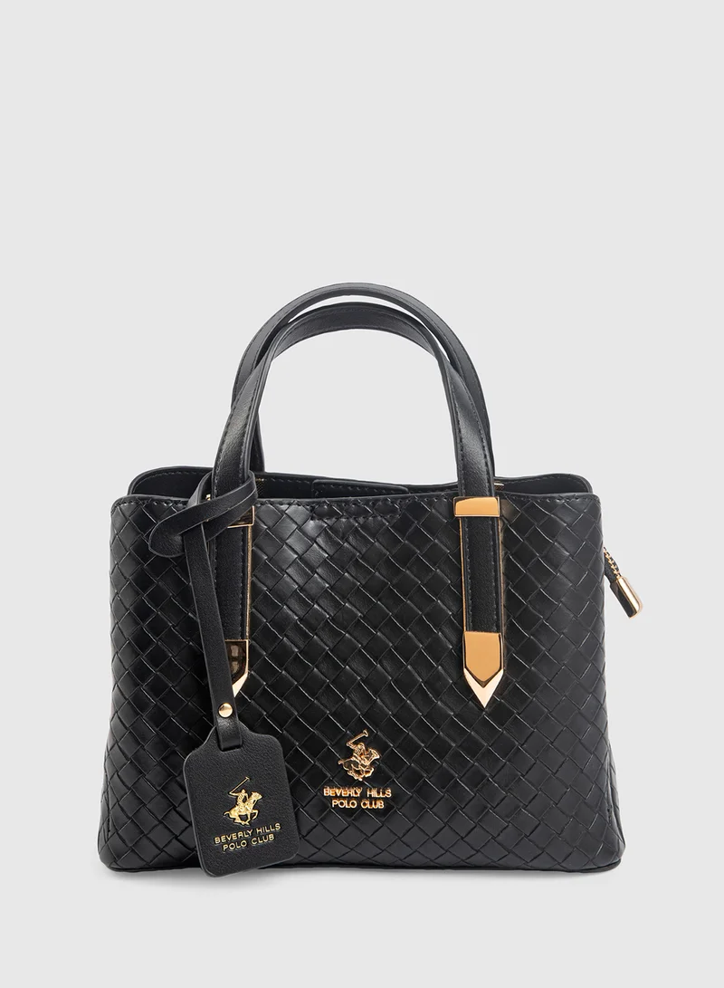 BEVERLY HILLS POLO CLUB Woven Textured Structured Satchel