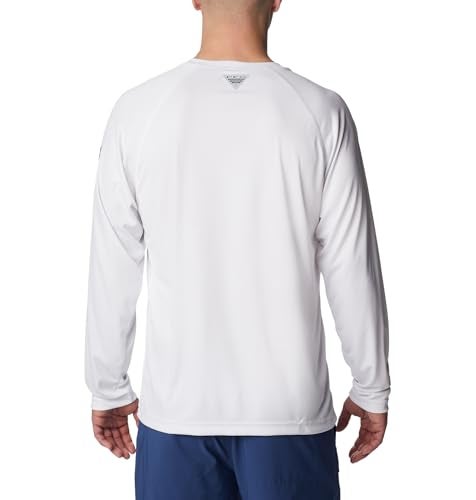 Columbia Men's Terminal Tackle Long Sleeve Fishing Shirt, White/Nightshade Logo, Medium - Image 5