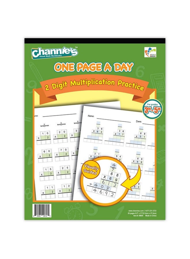 Channie's Channie’s One Page A Day Two Digit Multiplication Practice, Double Digit Multiplication Workbook, 50 Fun & Easy Tear-Off Math Practice Worksheets For 3rd, 4th, & 5th Grade Kids - Image 1